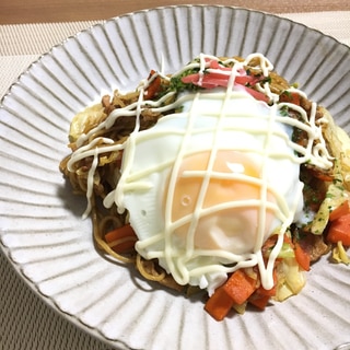 レンジでチンの卵のっけ！焼きそば